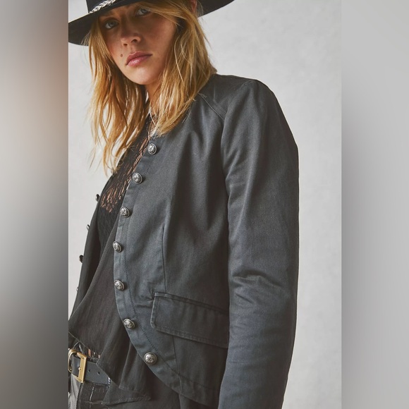 Free People Romantic Ruffles Jacket-Black - Picture 7 of 16